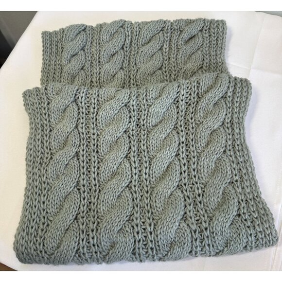 Queenfur Womens Thick Cable Knit Ribbed Infinity Circle Loop Scraf Gray Winter - Picture 5 of 7